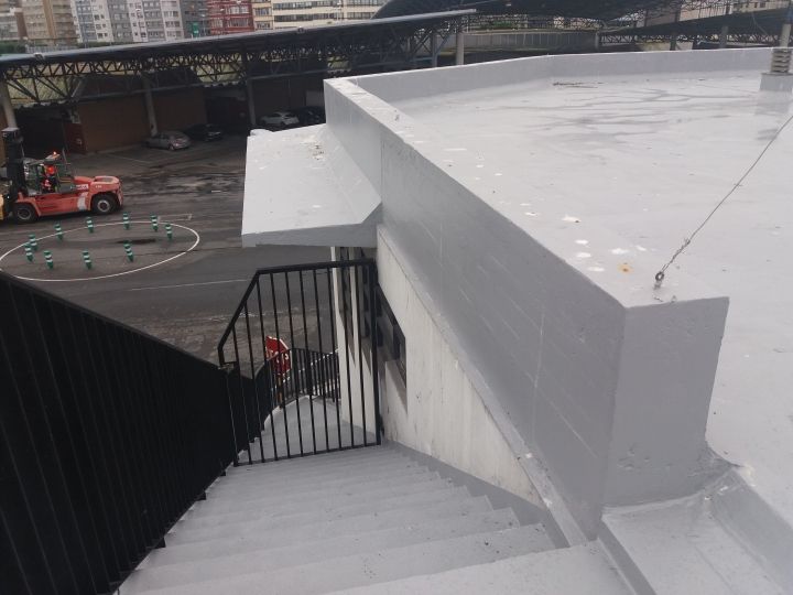 Impermeabilización de la cubierta plana de los edificios de almacenes para exportadores ubicados en el muelle de la palloza.